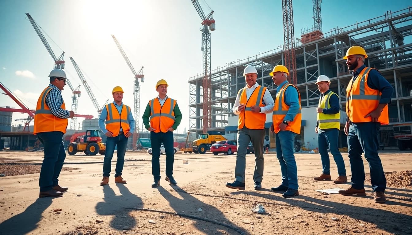 New Jersey Commercial General Contractor overseeing a construction site with crews in action.