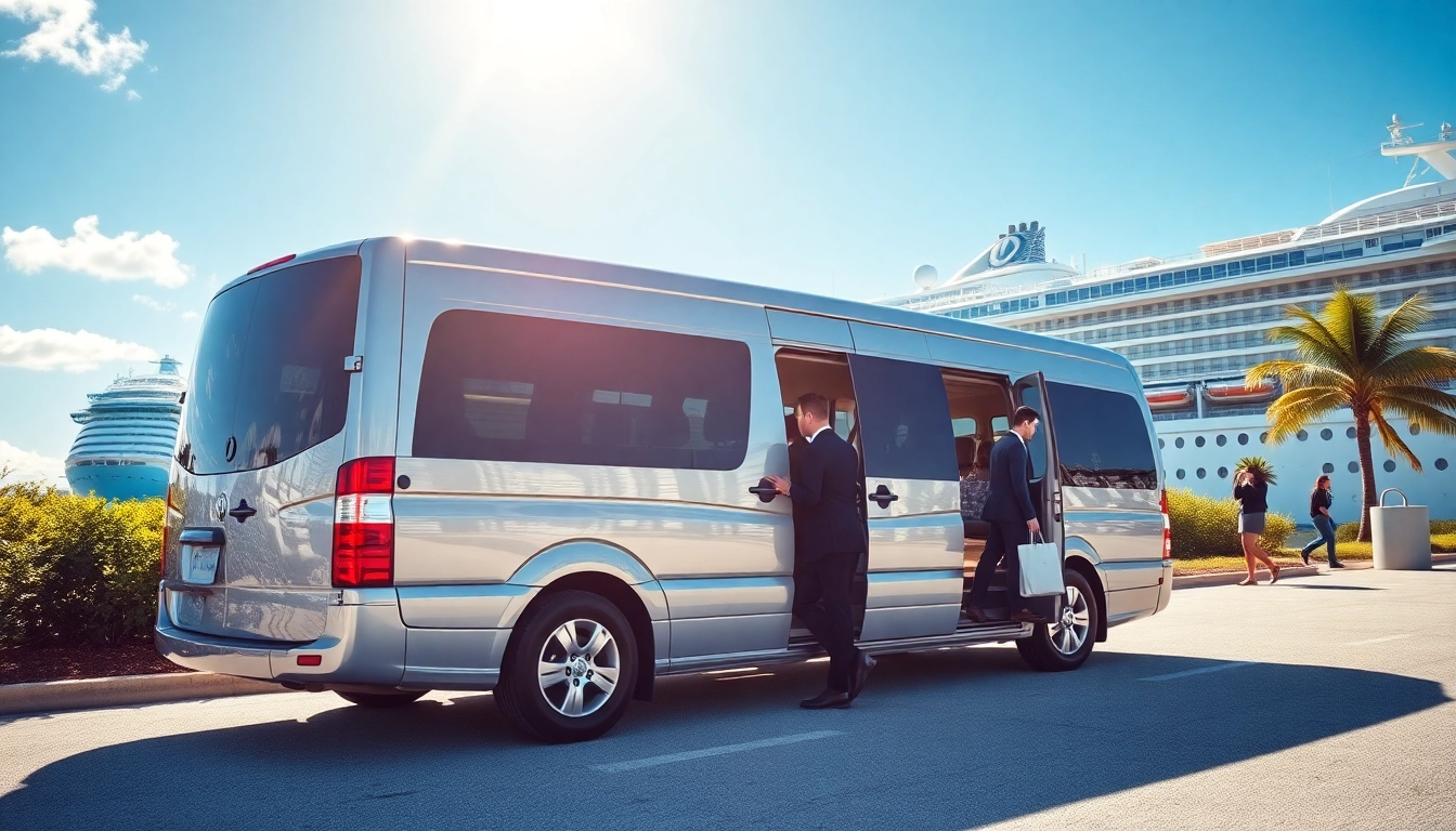Private Transportation to Port Canaveral vehicle preparing for passenger pickup at the vibrant cruise terminal.
