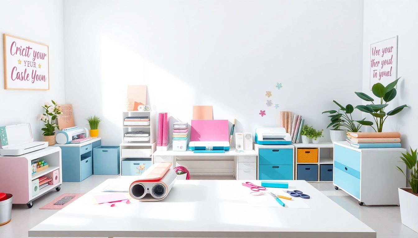 Cricut SVG cut files displayed in a vibrant crafting workspace with modern Cricut machines.
