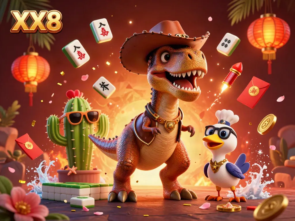 Spin the reels in a vibrant XX8 casino scene featuring dynamic characters and exciting game elements.