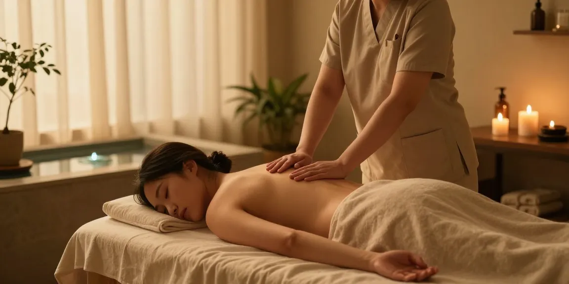 고급 의왕출장마사지 session in a tranquil spa environment with candles and soothing ambiance.