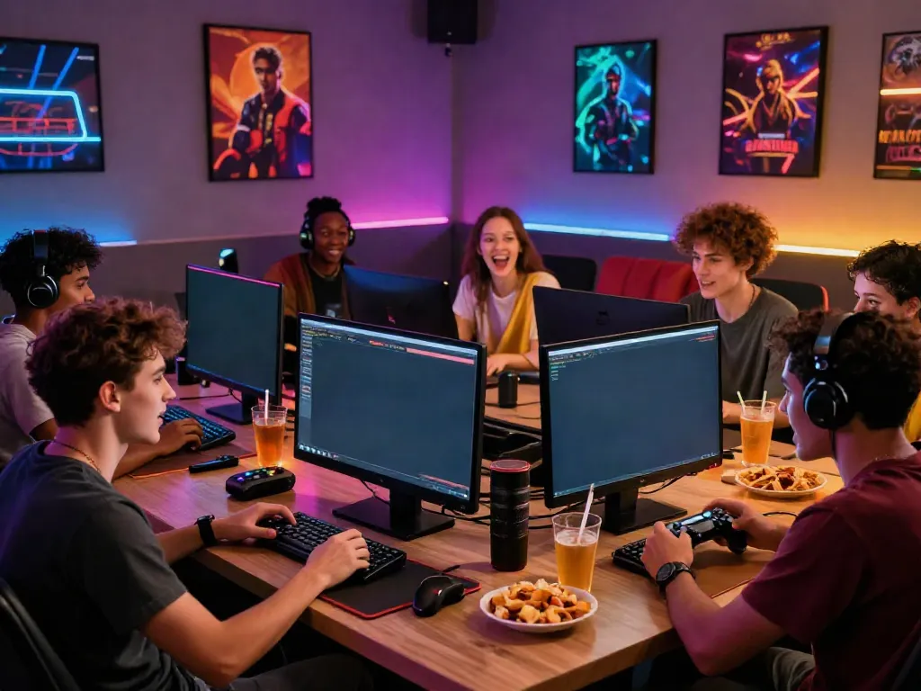 Exciting gaming experience at https://gem88.jpn.com/ with friends enjoying live casino and vibrant atmosphere.