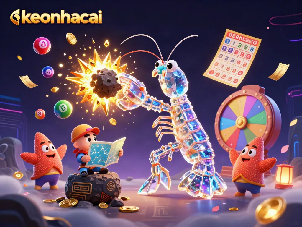 Engage with vibrant betting dynamics in a keonhacai casino illustration featuring colorful lottery elements.