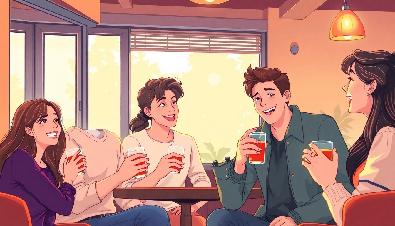 Crush on someone illustrated in a warm café scene, showcasing the excitement of young love and subtle flirting.